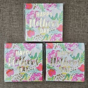 Slant Collections Happy Mother's Day Gold Foil Cocktail Napkins NWT